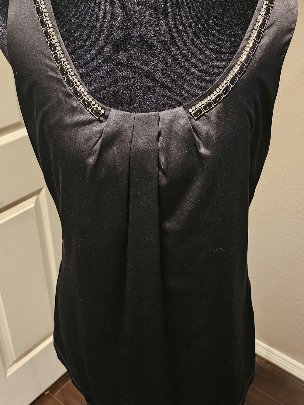 Joseph A Black Jeweled Scoop Neck Camisole Top